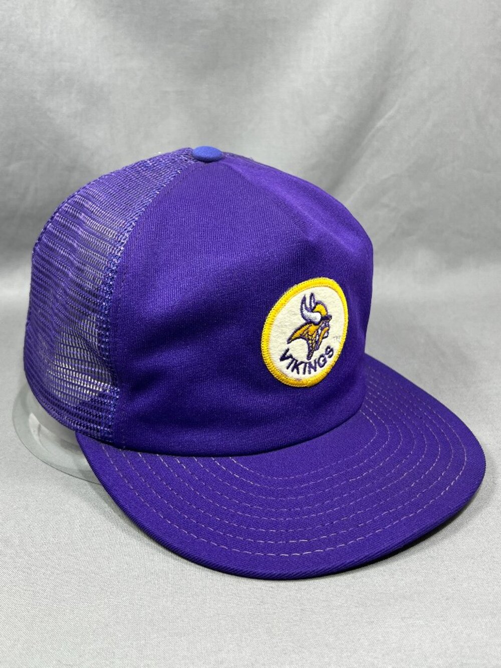 Vtg 80s Minnesota Vikings Trucker Hat Snapback All Purple Soft Made In USA Cap